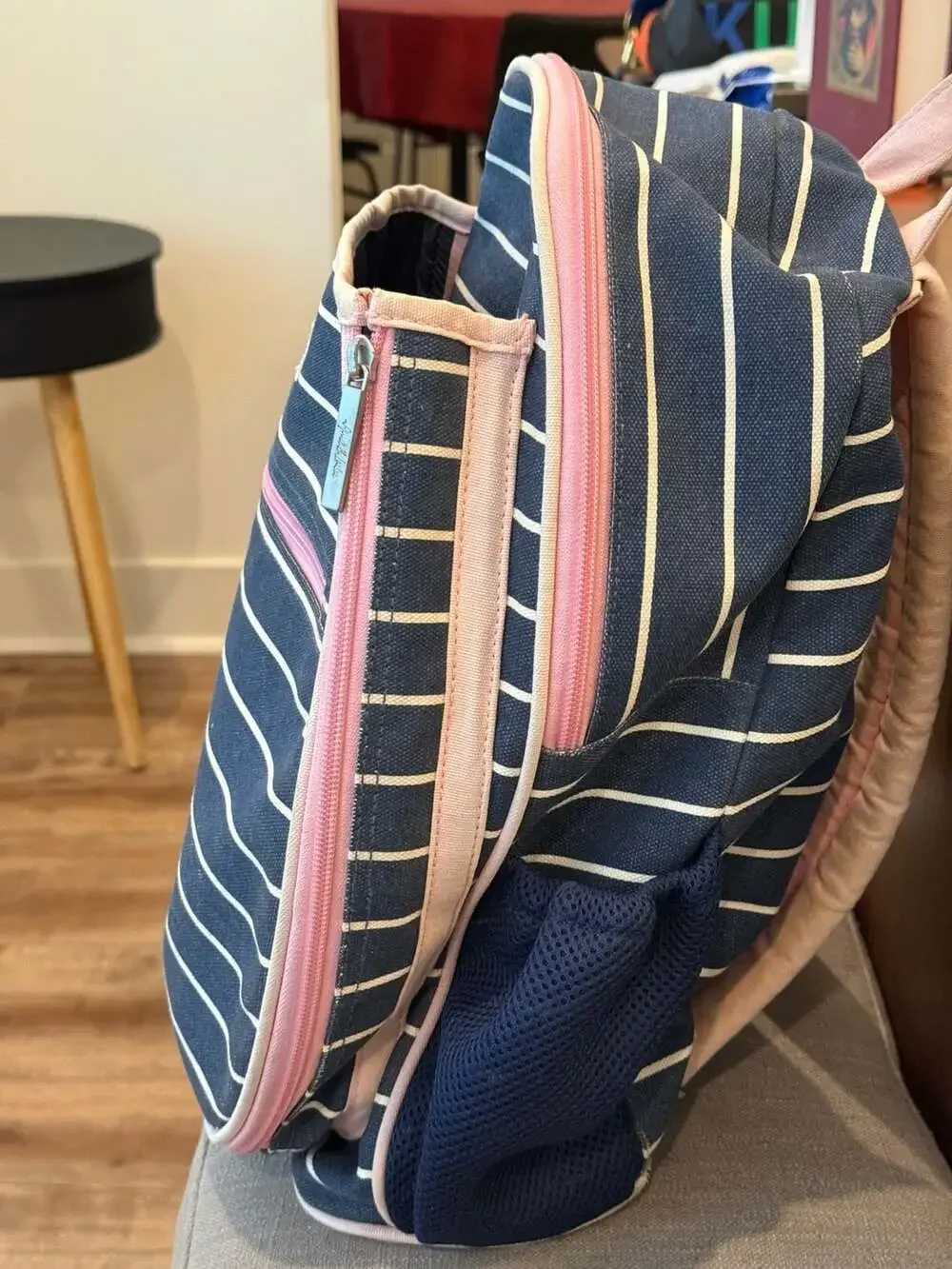 Ame & Lulu Kids Big Love Tennis Backpack Navy White Stripe